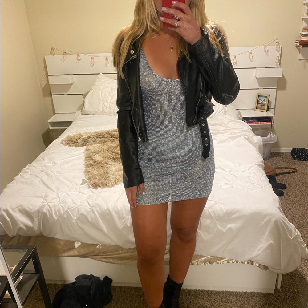 Revolve blue mesh/slightly see through dress wore it for a euphoria party!